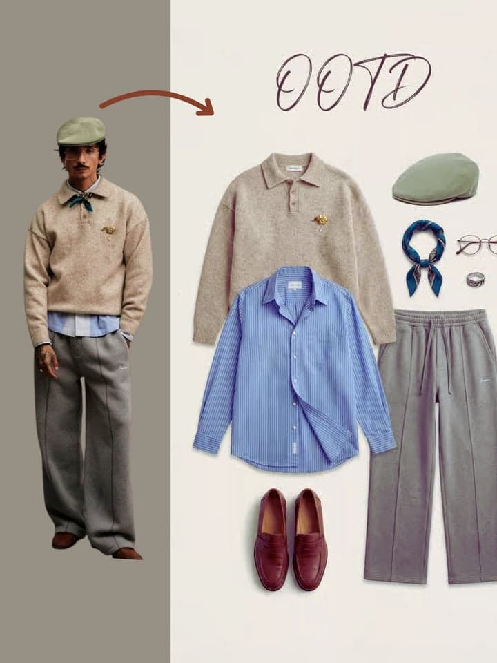 AI-generated outfit breakdown poster for fashion looks